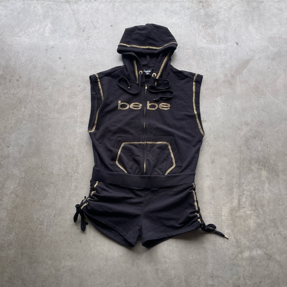 Bebe Black Hooded Romper